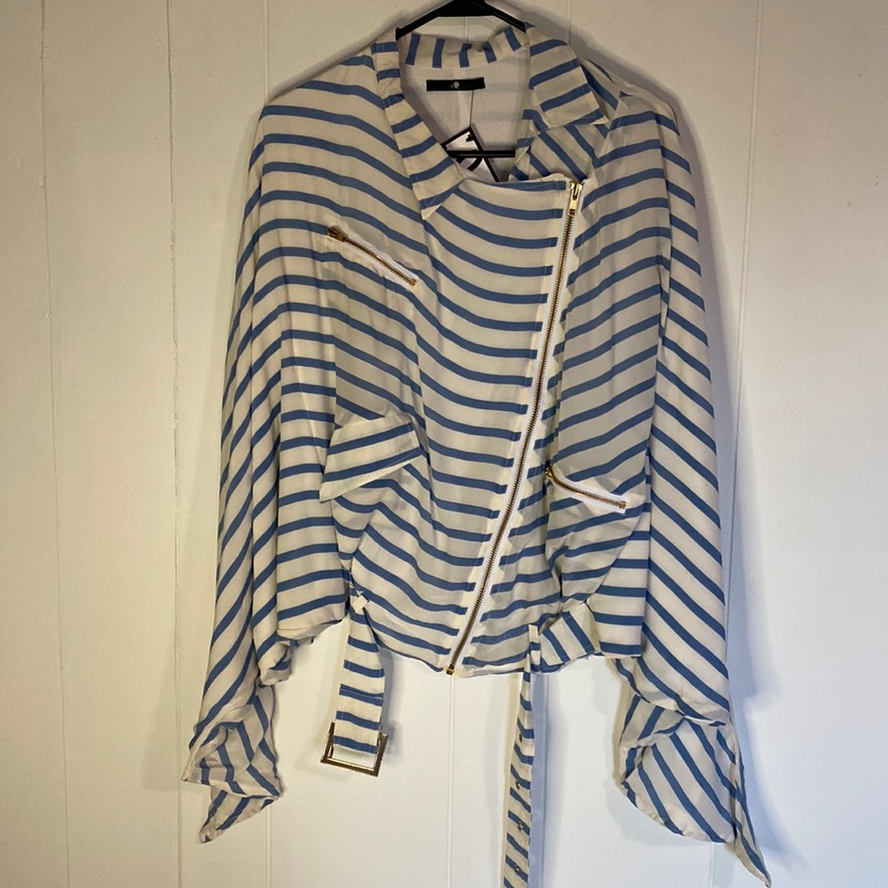 S Q 100% Silk dolman sleeve Moto style jacket
